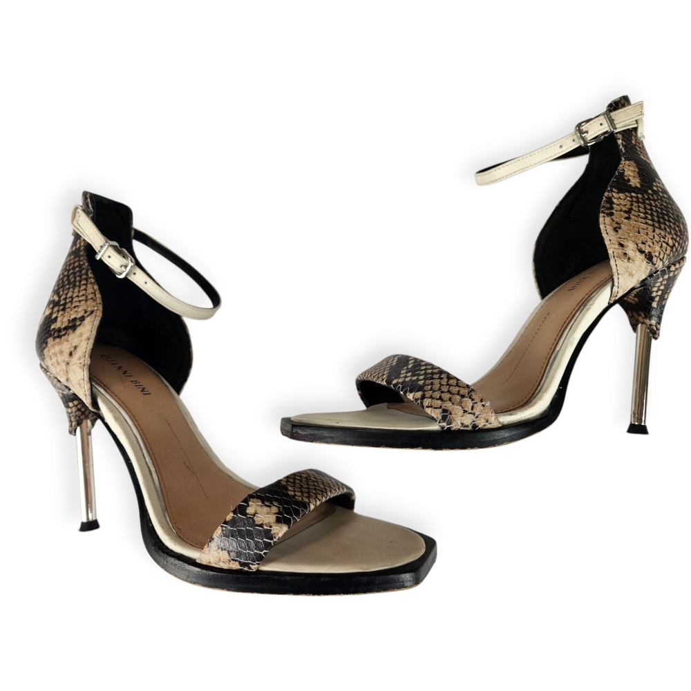 Gianni Bini Python Print Leather Stilleto Heels Size 8M